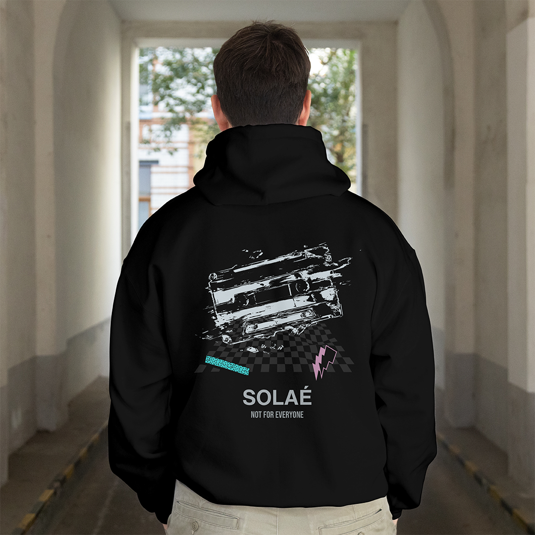 Black Hoodie Glitched Tape