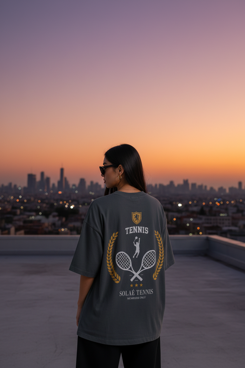 Outdoor rooftop dusk back crest