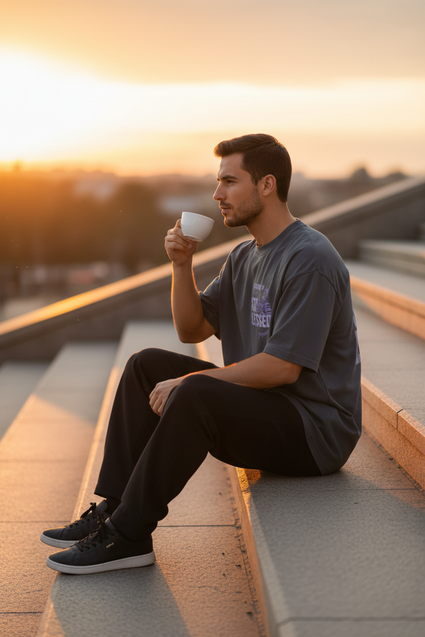 Seated coffee sunset